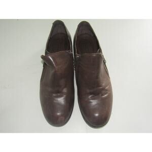 Born Women’s Brown Leather Ankle Booties Size 11M Double Zip Comfort Slip-On